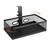 QWORK® Portaoggetti sotto la scrivania, Organizer da scrivania, Rotazione a 360°, Portaoggetti da ufficio a morsetto, Design in rete metallica