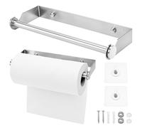 QWORK® Portarotoli scottex, portarotolo asciugamani versatile in acciaio inossidabile 304 montare a vite/adesivo, per cucina, bagno