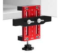 QWORK® Posizionatore di installazione per ante di armadietto, lega di alluminio, intervallo regolabile 0-60 mm, dima per montaggio di ante di armadietto