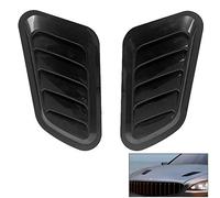 QWORK® Prese d'aria decorative per auto , copertura della presa del flusso d'aria per auto , per cofano turbo, air flow scoop bonnet vent hood , fibra di carbonio , nero , 2 pezzi