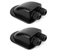 QWORK® Pssacavo per Tetto, IP68 Impermeabile Doppio Cavo di Ingresso Resistente agli Agenti atmosferici, per Camper Caravan Barca Solare, passacavo ABS, 2 Pezzi, Nero