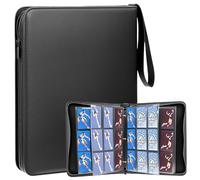 QWORK® Raccoglitoreper Carte Collezionabili con 9 fogli per 540 Carte - in Pelle PU, Chiusura con Cerniera, Accesso dall'alto