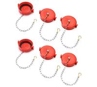 QWORK Raccordi e catene in plastica per manichetta antincendio, 6 pezzi da 2-1/2" NST/NH Anti Theft Cap Antifurto FDC Cap attrezzature antincendio, rosso
