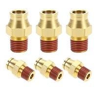 QWORK Raccordi per freno ad aria DOT in ottone da 3/8", 6 pezzi maschio dritto da 3/8" tubo OD x 1/4" NPT per camion rimorchi sistema di frenatura pneumatica, raccordi a connessione rapida per linea