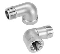 QWORK® Raccordo a gomito a 90 gradi, connettori a gomito filettatura maschio da 1/4" a femmina da 1/4" BSP, in acciaio inox 304, confezione da 2