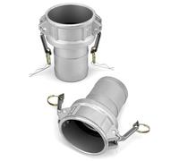 QWORK Raccordo per tubo Camlock, confezione da 2 pezzi in lega di alluminio tipo C Cam e Groove Hose Fitting, 7,6 cm femmina Camlock x 7,6 cm gambo tubo