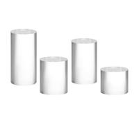 QWORK Rialzi in acrilico, confezione da 4 supporti cilindrici trasparenti per gioielli, figure, profumi, piccoli oggetti da collezione, alta trasparenza e design elegante
