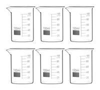 QWORK Robusto bicchiere in vetro borosilicato da 100 ml, Griffin, forma bassa, 6 pezzi, 3.3 con graduazione stampata e punto di marcatura extra large