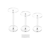 QWORK Round Acrylic Display Stand, Premium Clear Round Riser Stands, Set of 3