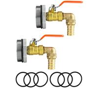 QWORK Rubinetto a botte in ottone per rubinetto a tamburo da 2 pollici con guarnizione in EPDM e presa da 90 gradi 3/4 "per tamburo da 55 galloni, confezione da 2