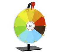 QWORK® Ruota della fortuna multicolore da 30 cm con supporto in metallo, 10 sezioni, facile da scrivere e da pulire