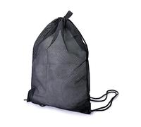 QWORK Sacca Sportiva da Coulisse, Borsa Rete Unisex per Spiaggia/Piscina/Palestra/Sport/Viaggi - 45 cm x 60 cm - Nero