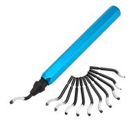 QWORK® Sbavatore Manuale con 11 Lame, Sbavatore con Manico in Alluminio, Sbavatore di Attrezzi Rotante a 360° per Metallo, Resina, Rame, Plastica, PVC e Legno