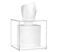 QWORK® scatola di fazzoletti in acrilico 14 * 14 * 14cm - trasparente, scatola di fazzoletti quadrata per bagno, cucina