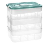 QWORK® Scatola Plastica con Coperchio, 3 Livelli Scatola Portaoggetti Puzzle, Scatole Trasparente con Scomparti Regolabili e Maniglia per Trasporto