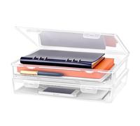 QWORK® Scatola portadocumenti portatile formato A4, plastica trasparente resistente, confezione da 2, ideale per documenti, riviste, album di ritagli, foto,31 x 22 x 5 cm