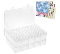 QWORK® Scatola portaoggetti per Pittura con Diamanti, 120 Piccoli barattoli Rotondi, con Etichette Colorate, per Accessori Diamond Art