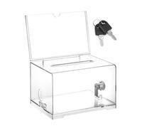 QWORK® Scatola trasparente in acrilico con serratura a chiave, per biglietti della lotteria, schede elettorali e altro (16x12x10 cm)