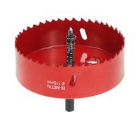 QWORK® Sega a tazza 110mm, M42 Sega a tazza bimetallica, con adattatore esagonale e punta di centraggio, per alluminio, ferro e legno, rosso