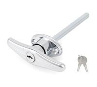 QWORK® Serratura universale per porta da garage, serratura con maniglia a T verniciata a polvere argento con 2 chiavi