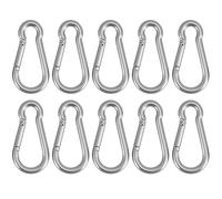QWORK® Set 10 moschettoni M6 in acciaio inox 304-60 x 30 mm - Carico massimo 135 kg - per campeggio, portachiavi, borracce