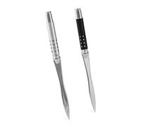 QWORK® Set 2 Aprilettere in Metallo, 16 cm, Argento e Nero, Tagliacarte da Scrivania per Buste, Posta, Ufficio, Reception e Hotel