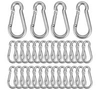 QWORK® Set 30 moschettoni M4 in acciaio inox 304-40 x 20 mm - Carico massimo 54 kg - per campeggio, portachiavi, borracce