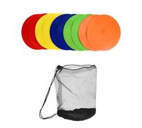 QWORK® Set da 10 Coni Allenamento Piatti da 23cm, Dischi Segnacampo Flessibili con Borsa Rete per Allenamento - 5 Colori