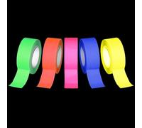 QWORK® Set da 5 Nastro Neon da 25 mm x 10 m - Nastro tessile fluorescente, attivo UV, resistente allo strappo, facilmente rimovibile - 5 colori