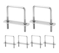 QWORK® Set da 6 bulloni a U in acciaio inossidabile M6, U Bolt da 80 x 50 mm, capacità di carico elevata, con dadi e piastra del telaio, per molteplici applicazioni