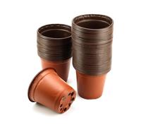 QWORK® Set di 100 vasi per piante in plastica Vasi da fiori con fori di drenaggio multipli - 10 cm - per semi di fiori succulenti per interni e balconi