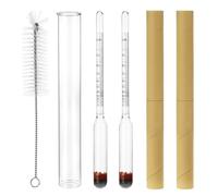 QWORK® Set di 2 alcolometri e idrometri 0-100Vol% in Volume, Include Spazzola cilindrica e Cilindro graduato in Vetro