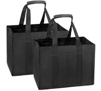 QWORK® Set di 2 Borse Portabottiglie per 12 bottiglie da 1.5 l, Oxford Antistrappo con Divisori e Maniglia per il Trasporto, Borsa Pieghevole per la Spesa e il Campeggio, 45x27x27 cm