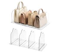 QWORK® Set di 2 Organizer Trasparente Regolabile per 7 Borse, Divisori per Borse per Armadio in Plastica