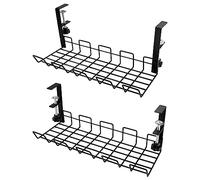 QWORK® Set di 2 portacavi sotto scrivania, organizzatore per cavi sotto la scrivania, cable management scrivania, per la gestione di cavi e prese multiple