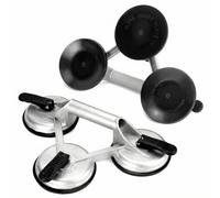 QWORK® Set di 2 Sollevatore con 3 Ventose Ø 120mm per Vetri, Piastrelle e Marmo, Maniglia in Alluminio, Capacità 180kg