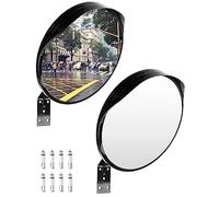 QWORK® Set di 2 Specchio Convesso Interni ed Esterni, Specchio Stradale da Traffico per Strade, Magazzini, Garage e Negozi, Ø 30 cm, Staffa e Viti Incluse