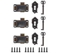 QWORK® set di 3 serrature antiche set, serrature retrò con chiavi, per portagioie, armadietti, cassetti,53 x 26 mm