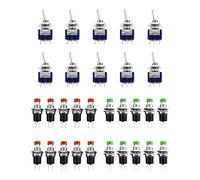 QWORK® Set di 30 Micro Interruttore, 10 x Micro Interruttore a Levetta 125V 6A 3 Pin 2 Posizioni & 20 x Momentaneo Interruttore a Pulsante Tattile 250V 1A 2 Pin