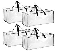QWORK® Set di 4 grandi Borse da Trasloco 80L, 73 * 33 * 33 cm, in Tessuto PP Trasparenti, Resistenti all'Acqua