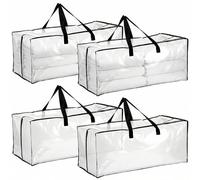 QWORK® Set di 4 grandi Borse da Trasloco 80L, 73 * 33 * 33 cm, in Tessuto PP Trasparenti, Resistenti all'Acqua