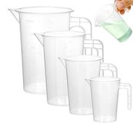 QWORK Set di 4 misurini graduati in plastica trasparente, 50 ml, 100 ml, 250 ml e 500 ml