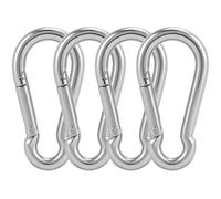 QWORK® Set di 4 Moschettoni M6 in Acciaio Inossidabile 304-100 x 50 mm - Carico Massimo 295 kg - per Amache, Altalene, Attrezzature Fitness, Campeggio