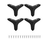 QWORK® Set di 4 Piedini per Mobili in Stile Moderno, 10 cm Gambe Mobili a Triangolo in Metallo per Armadi, Comodino, Divani, Poltrone, Ottomane, Viti Incluse (Nero)