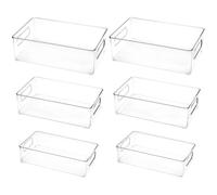 QWORK® Set di 6 Organizer Frigorifero Impilabili (3 Misure), Contenitori Frigo Trasparente in PET Sicuro e Inodore