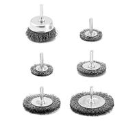 QWORK® Set di 6 spazzola per trapano, spazzole metalliche in acciaio al carbonio per trapano, codolo da 1/4" (6 mm), per rimozione vernice, pulizia ruggine e abrasivo