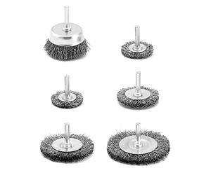 QWORK® Set di 6 spazzola per trapano, spazzole metalliche in acciaio al carbonio per trapano, codolo da 1/4" (6 mm), per rimozione vernice, pulizia ruggine e abrasivo