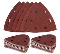 QWORK® Set di 60 Fogli di Carta Vetrata Triangolari 93 mm 6 Fori, Grana Assortita 60/120/180/240/320/400