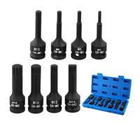 QWORK® Set di 8 Chiavi a bussola per avvitatore a percussione, Punta denti multipli M5 a M18, Attacco da 1/2", in Acciaio al cromo vanadio