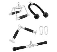 QWORK® Set di Barre LAT | Corda Tricipiti + Maniglia Tricipiti + Barra Dritta + Barra a V | Attrezzo di Allenamento Versatile per tricipiti